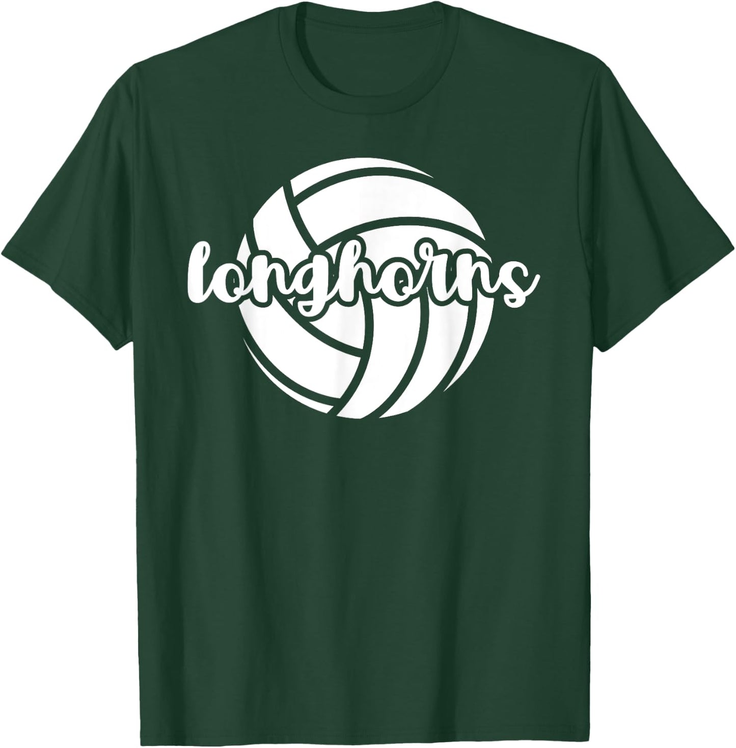 Longhorns Volleyball Team Mascot School Spirit Game Night T-Shirt - T-Shirt | Forest