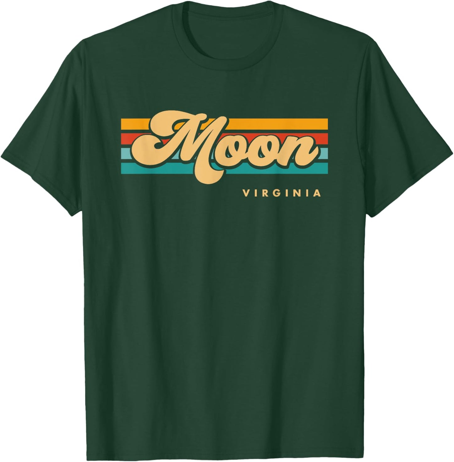 Vintage Sunset Stripes Moon, Virginia T-Shirt - T-Shirt | Forest