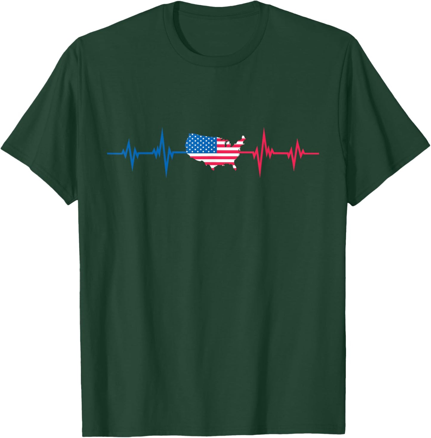 Heartbeat Design american Flag USA T-Shirt - T-Shirt | Forest