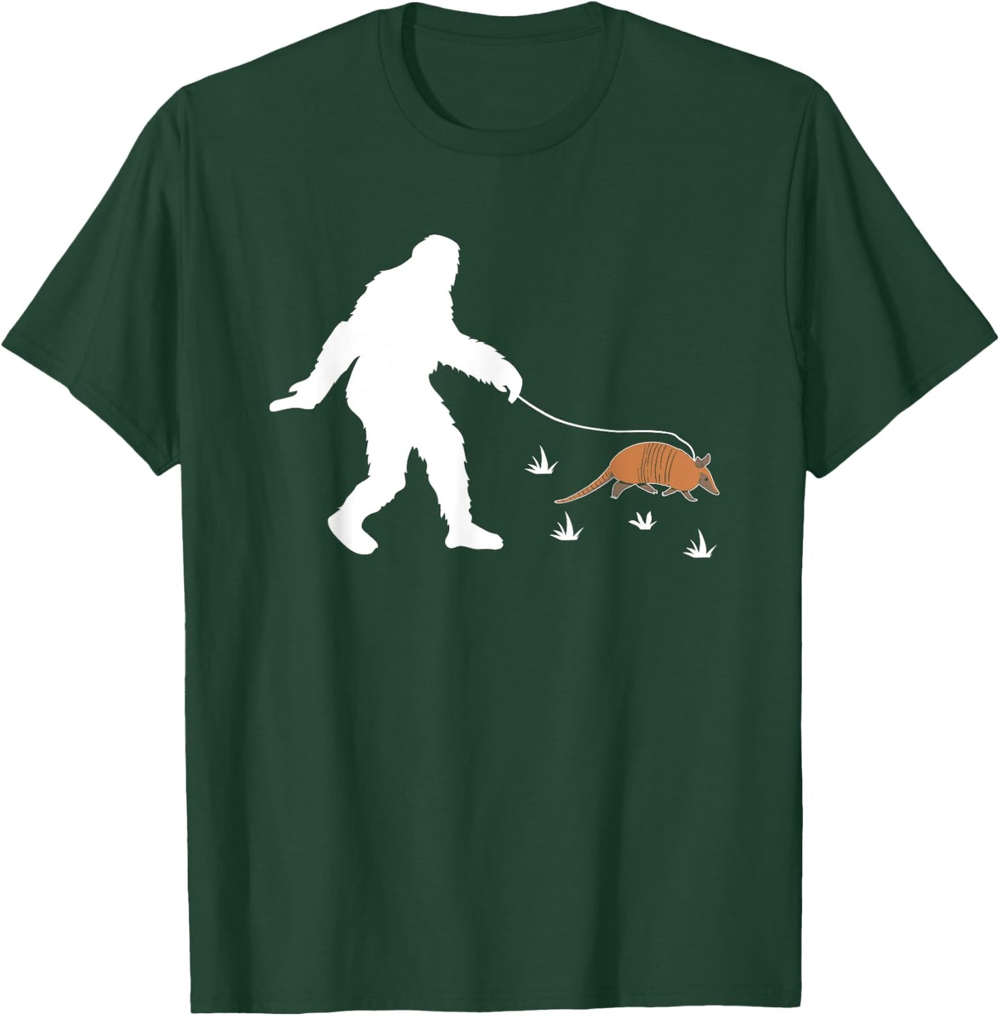 Funny Bigfoot Walking An Armadillo T-Shirt - T-Shirt | Forest
