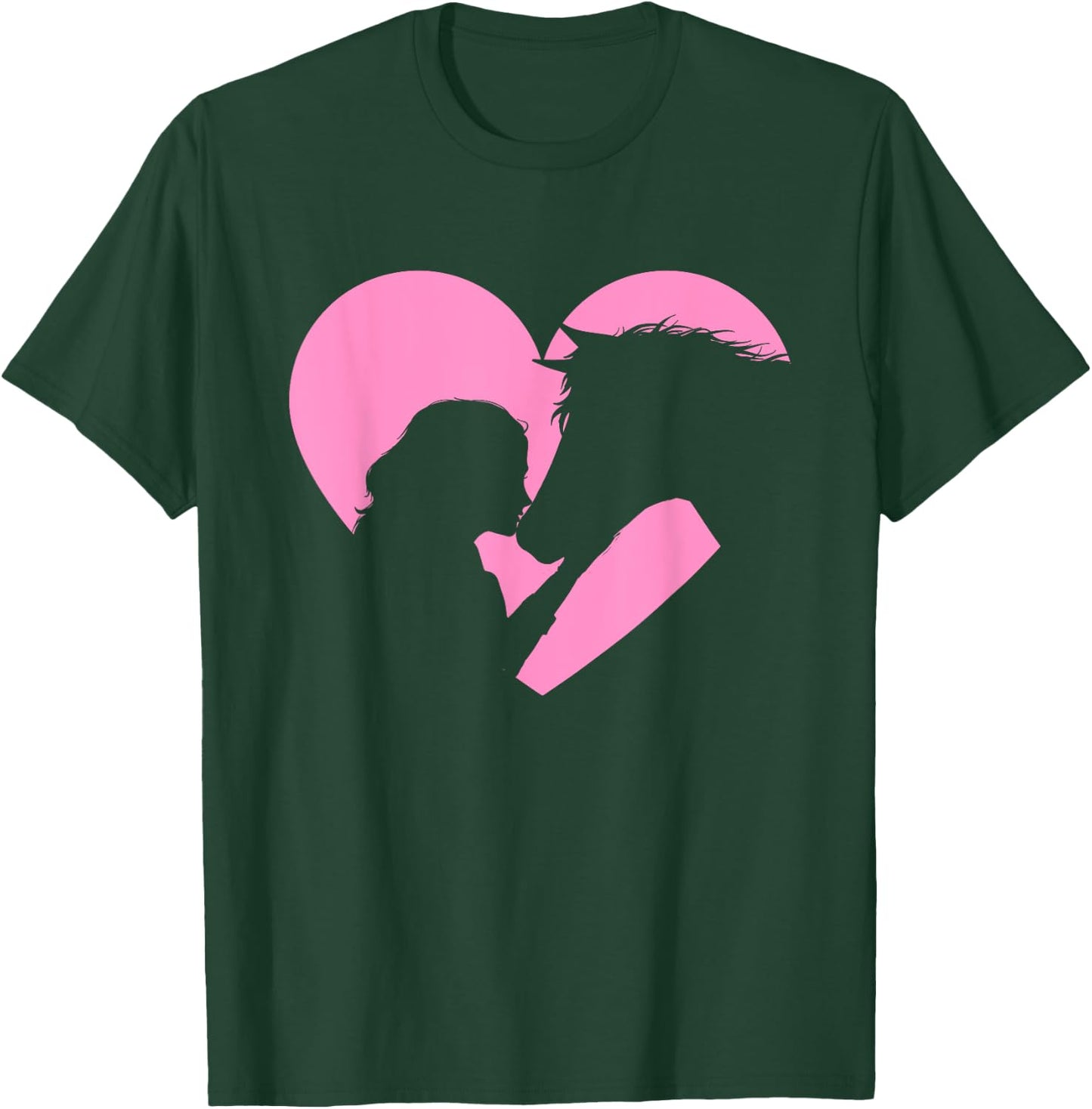 Horse Lover - Girl Kissing Horses Horseman Horseback Riding T-Shirt - T-Shirt | Forest