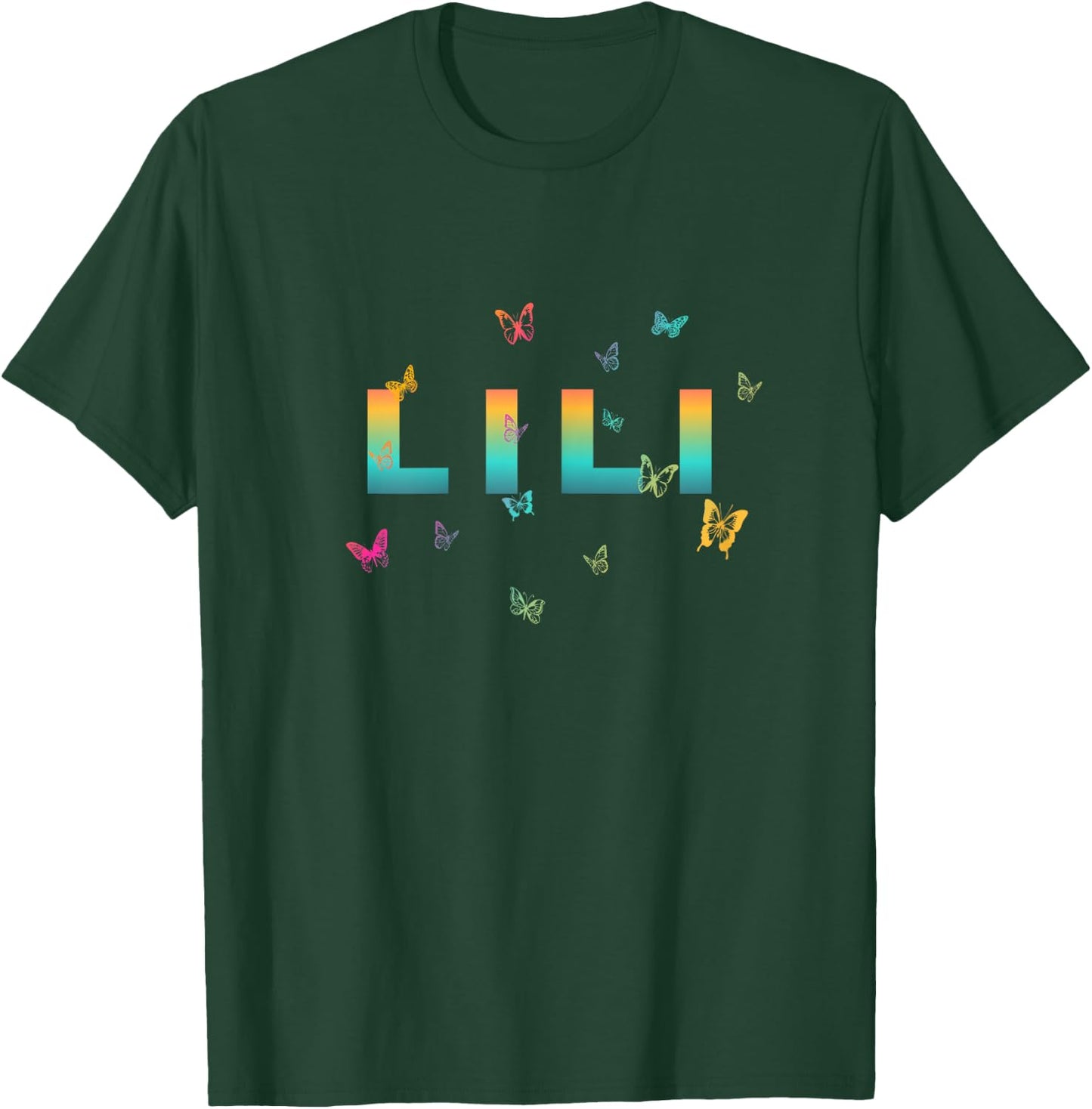 Lili - Beautiful Name with Butterlfies T-Shirt - T-Shirt | Forest