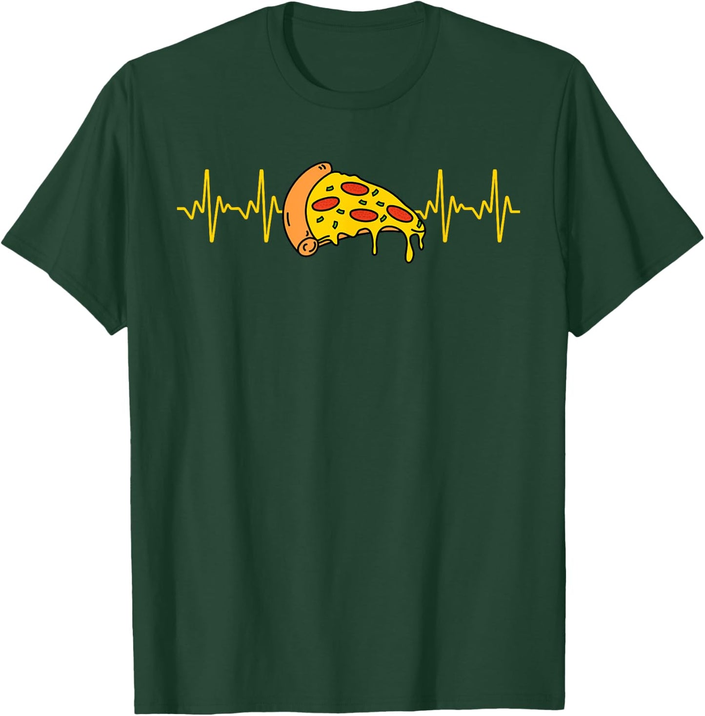 Cute Pizza Design Women Kids Heartbeat Pizza Lovers T-Shirt - T-Shirt | Forest