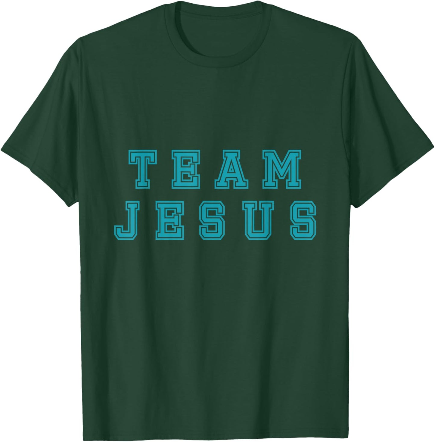 Turquoise text Team Jesus Christian Athletic sports faith T-Shirt - T-Shirt | Forest