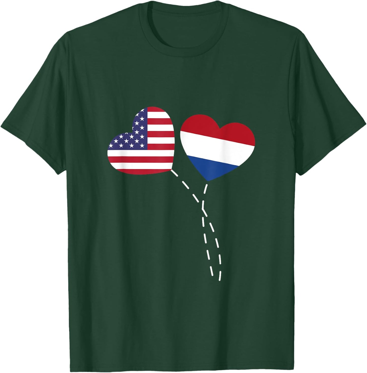 Loving USA Netherlands Flag Heart Dutch Americans Love T-Shirt - T-Shirt | Forest