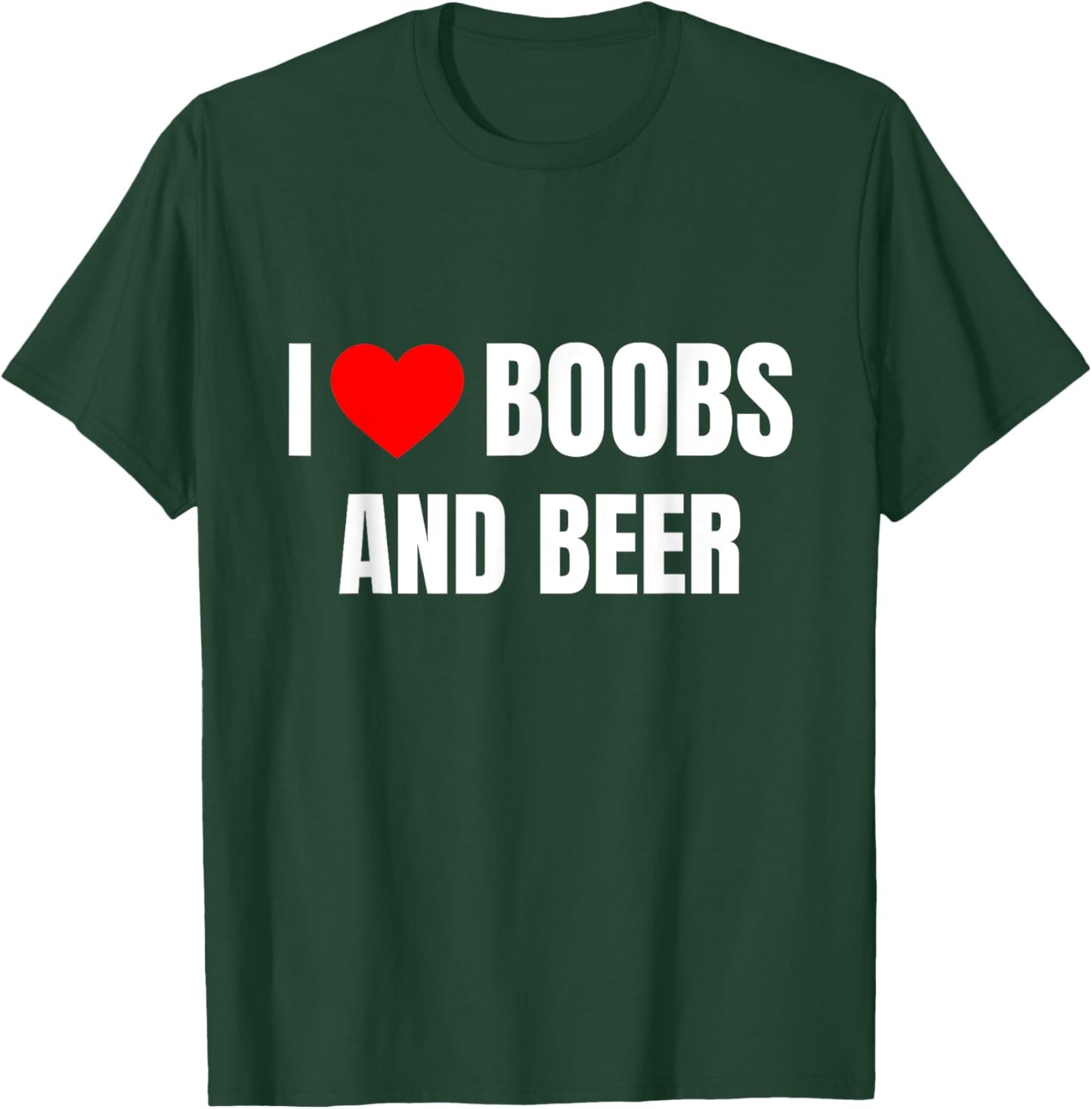 I Heart Boobs and Beer Love Funny Gag Trucker T-Shirt - T-Shirt | Forest