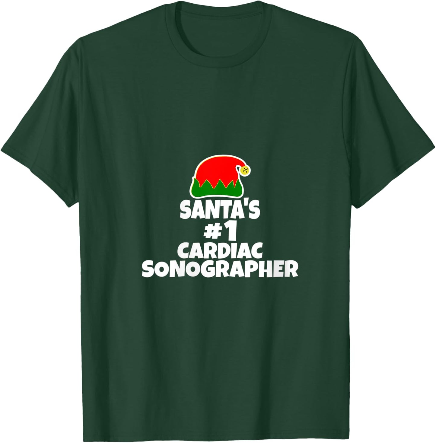 Santa's #1 Cardiac Sonographer Echo Tech Christmas Holiday V-Neck T-Shirt - T-Shirt | Forest