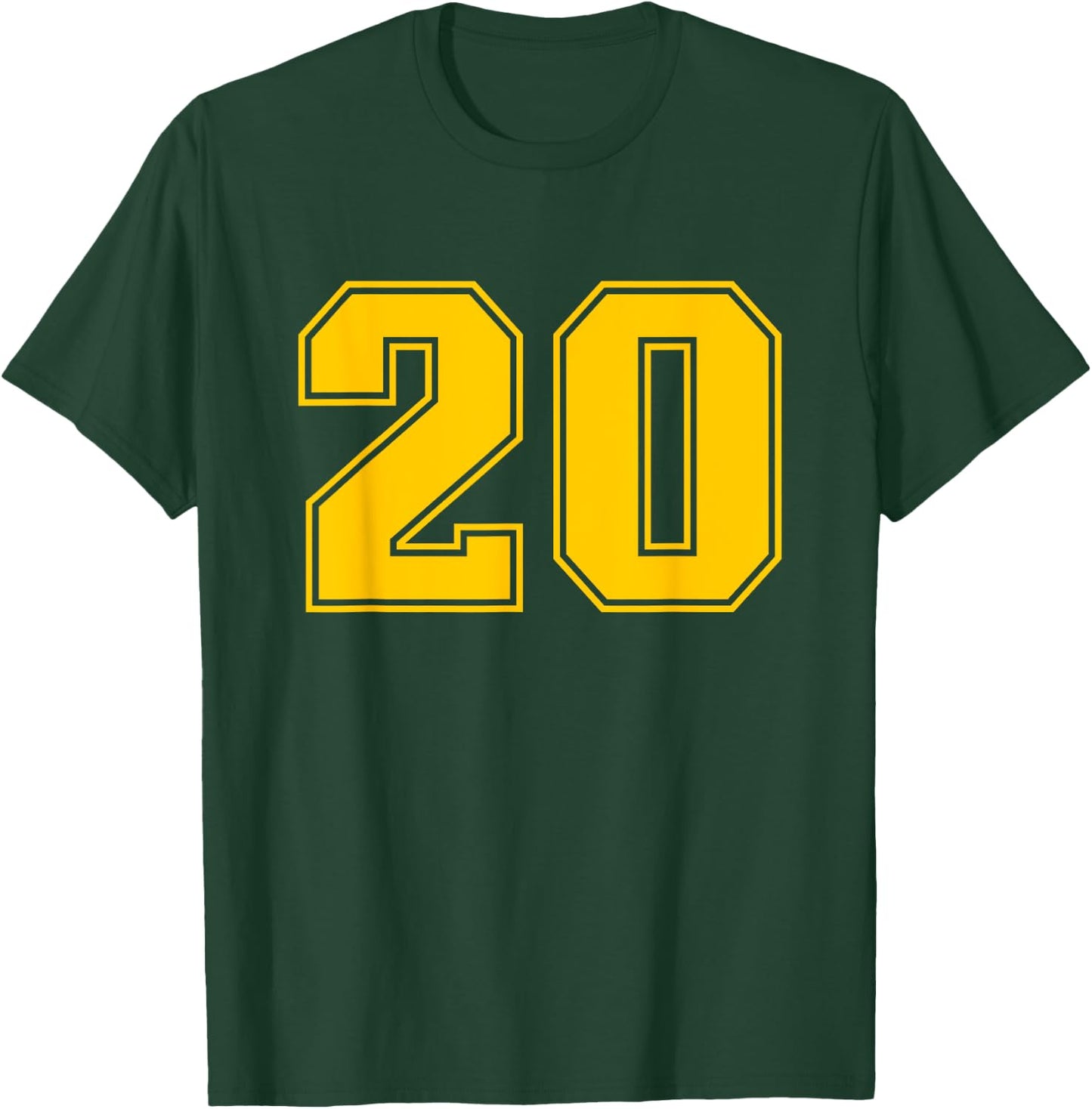 Number #20 Yellow Sports Fan Jersey Number T-Shirt - T-Shirt | Forest