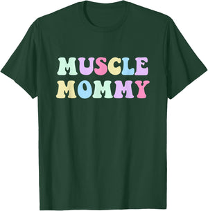 Muscle Mommy Retro Gym Mom Bodybuilder Weightlifting Fitness T-Shirt - T-Shirt | Forest