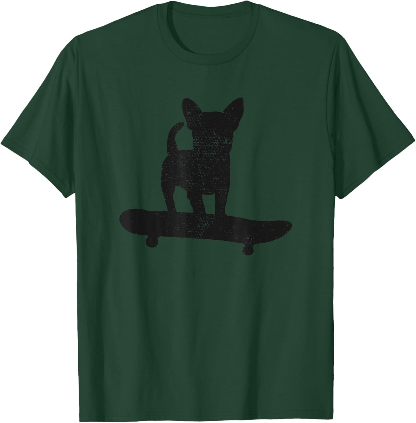 Chihuahua Dog Riding Skateboard Funny Dog Lover Graphic Men Women Kids T-Shirt - T-Shirt | Forest