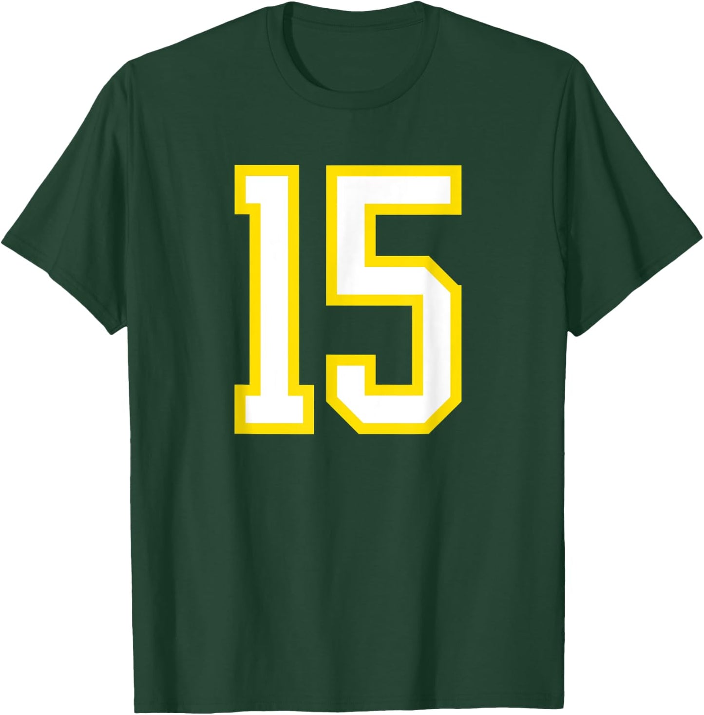 Jersey Number #15 Yellow White Birthday Sports Number 15 T-Shirt - T-Shirt | Forest