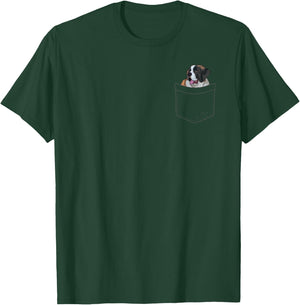 Funny Saint Bernard Art Men Women St. Bernard Dog in Pocket T-Shirt - T-Shirt | Forest