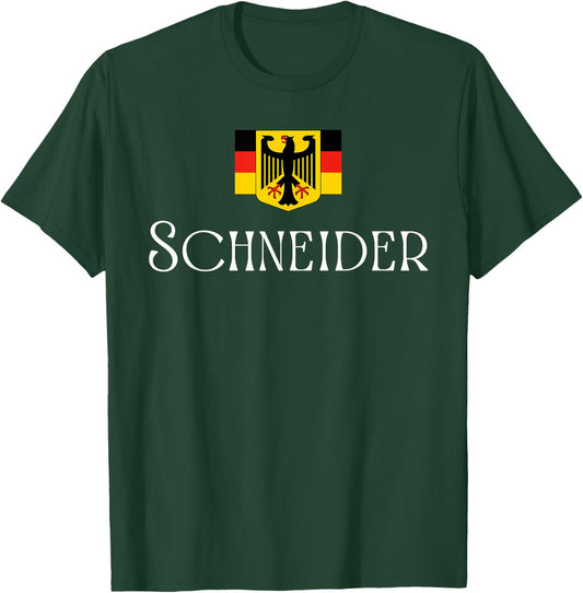 Schneider Surname German Family Name Heraldic Eagle Flag T-Shirt - T-Shirt | Forest