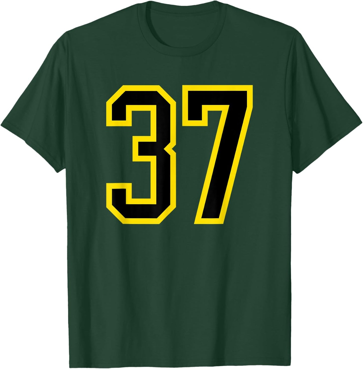 Jersey Number #37 Yellow Black Birthday Sports Number 37 T-Shirt - T-Shirt | Forest