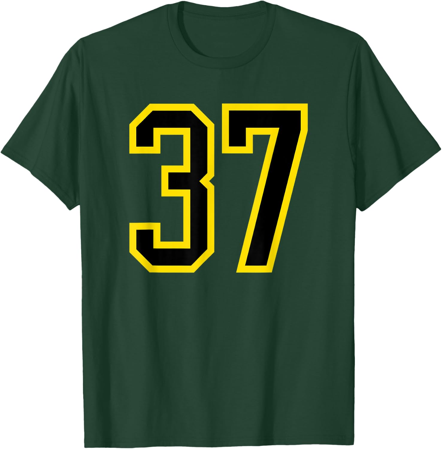 Jersey Number #37 Yellow Black Birthday Sports Number 37 T-Shirt - T-Shirt | Forest