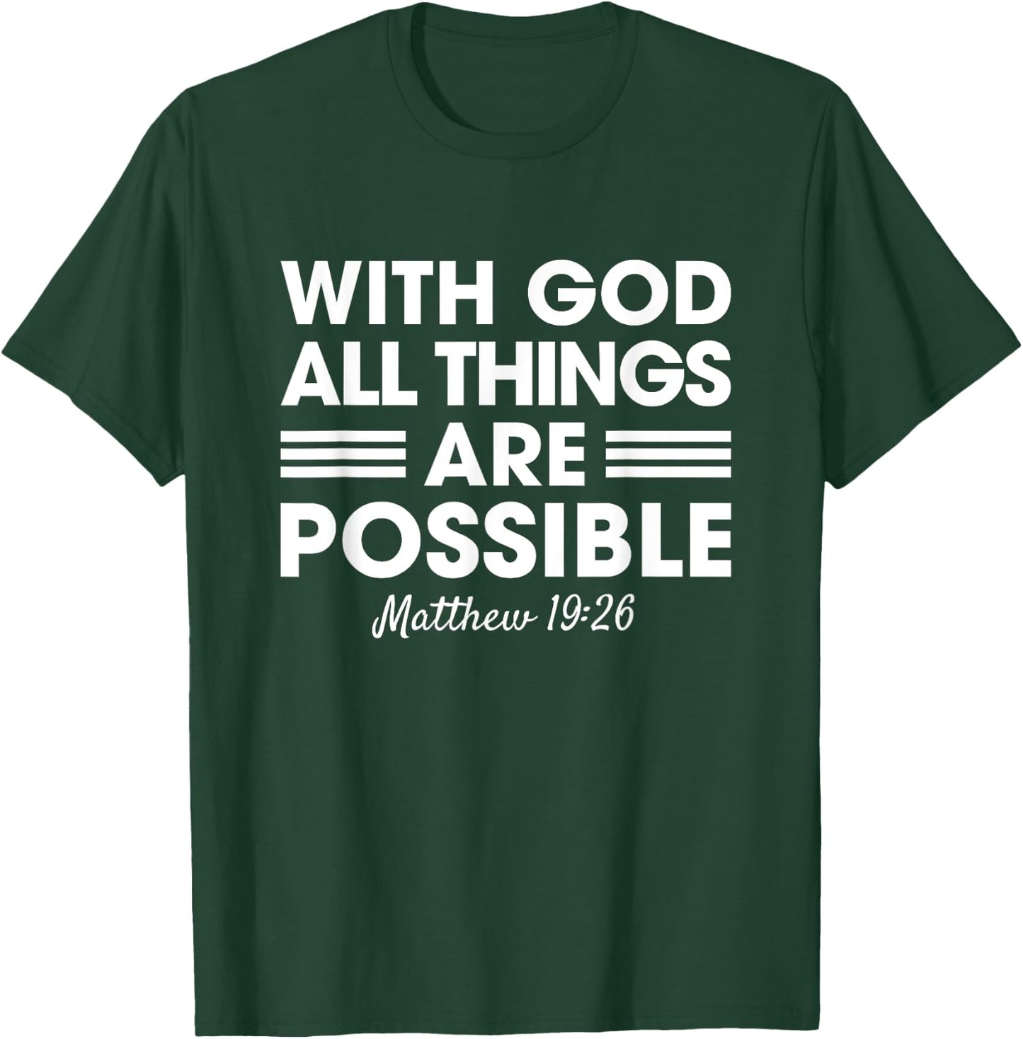 Vintage Retro by 4Do Limited Christian With God All Things Are Possible Matthew 19:26 Black Short Sleeve Modern Small T-Shirt - T-Shirt | Forest