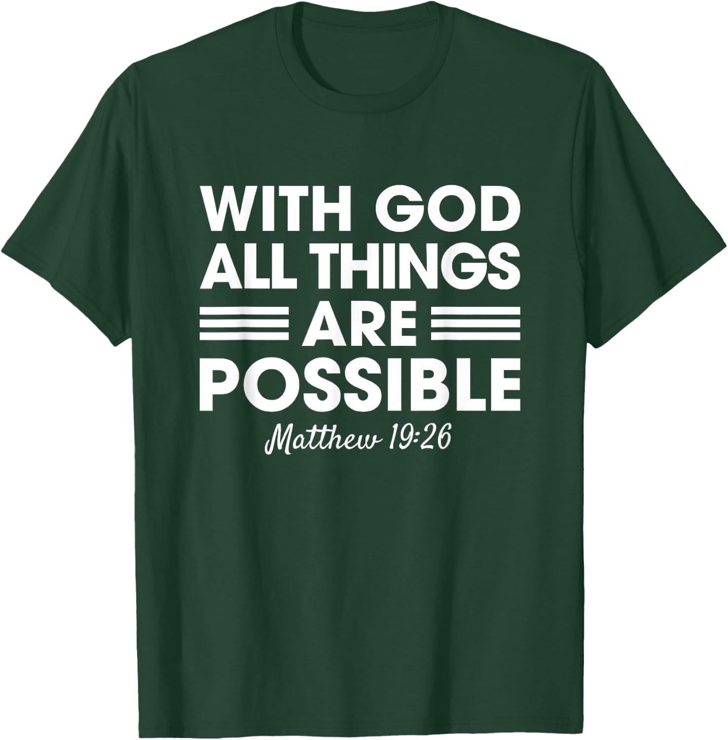 Vintage Retro by 4Do Limited Christian With God All Things Are Possible Matthew 19:26 Black Short Sleeve Modern Small T-Shirt - T-Shirt | Forest