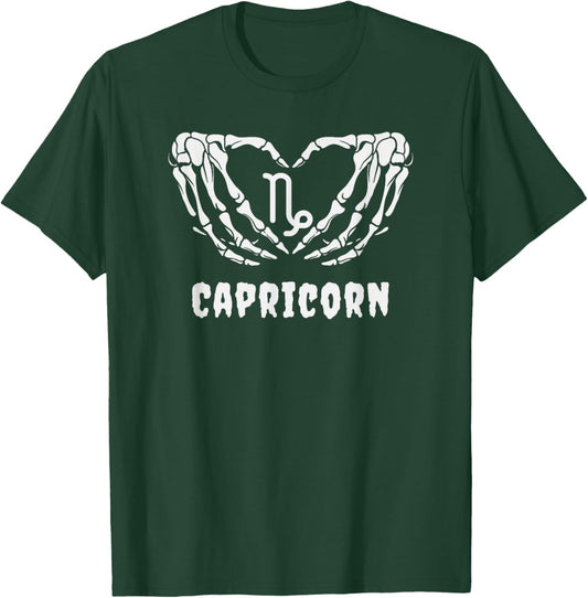 Capricorn Zodiac Sign Goth Gothic Emo Spooky Skeleton T-Shirt - T-Shirt | Forest