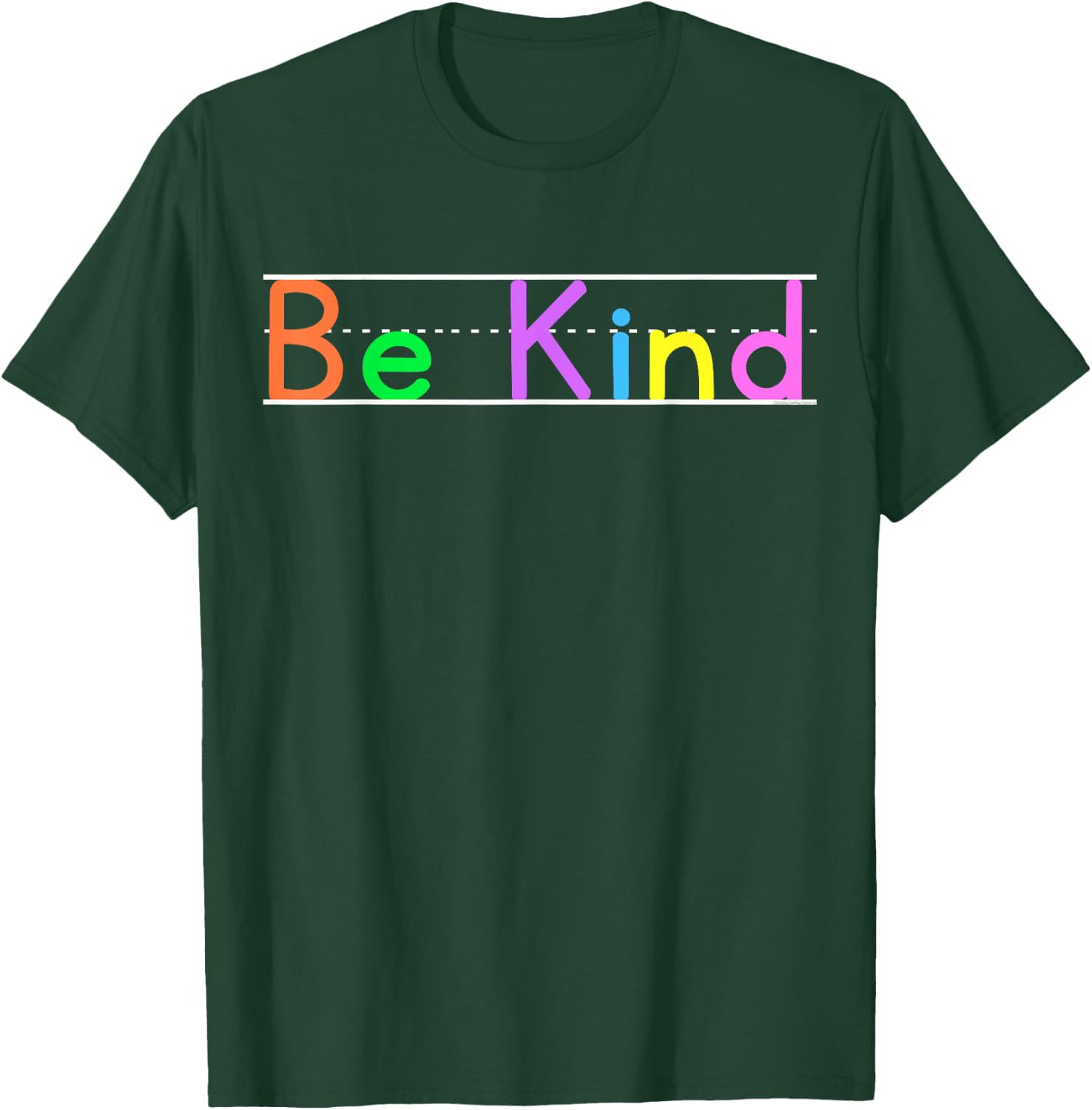 Colorful Be Kind Primary Style Boys Girls Teachers T-Shirt - T-Shirt | Forest