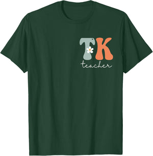 TK Teacher Groovy Vintage Women Happy First Day Of School T-Shirt - T-Shirt | Forest