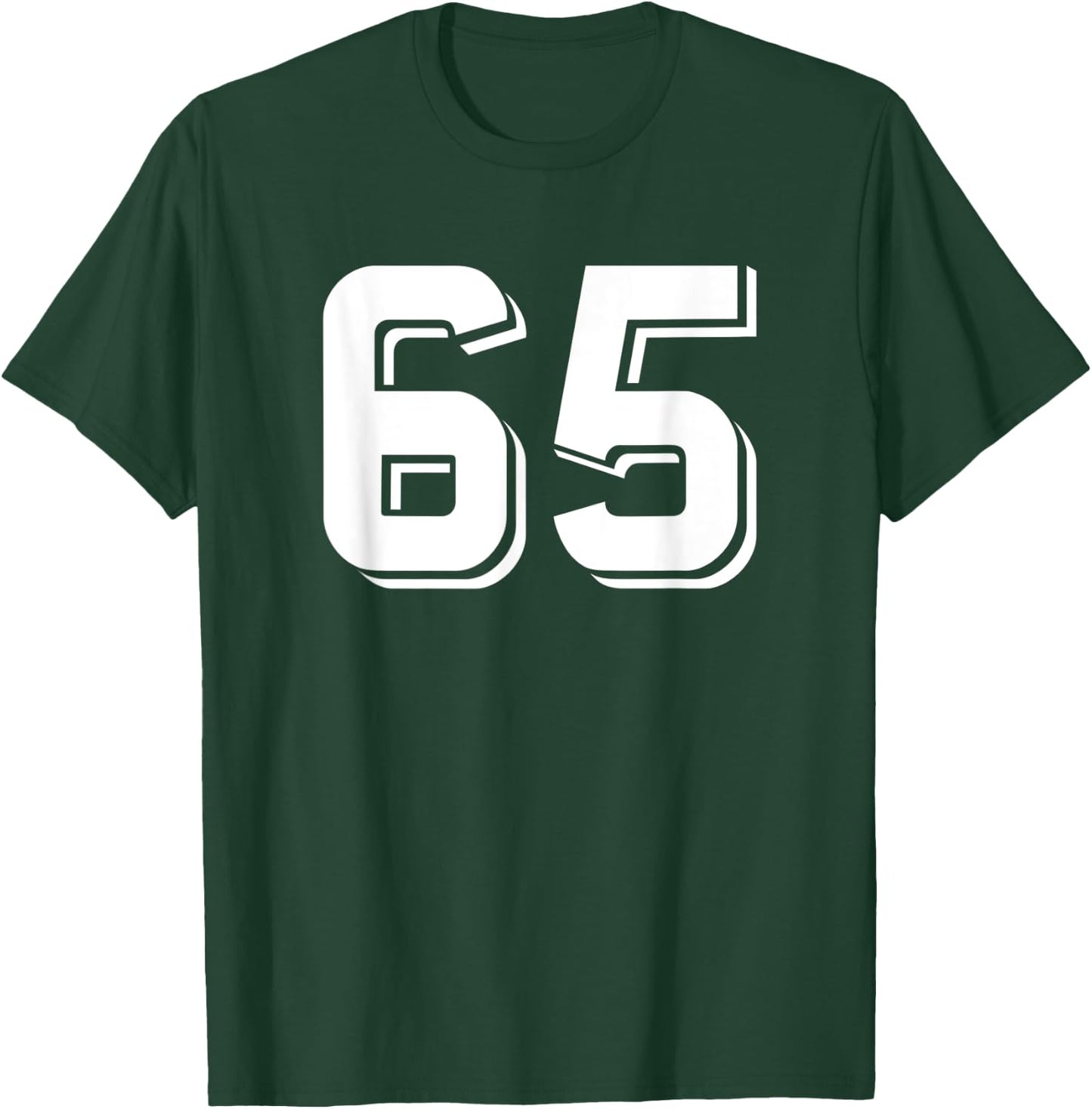Number #65 Retro Sports Jersey Uniform White Lucky Number T-Shirt - T-Shirt | Forest