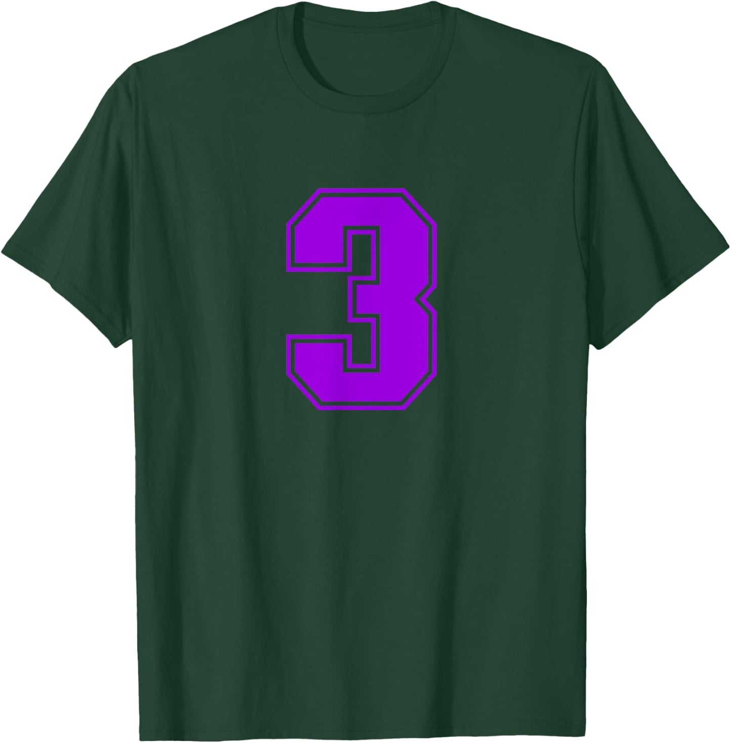 Number #3 Purple Sports Fan Jersey Number T-Shirt - T-Shirt | Forest