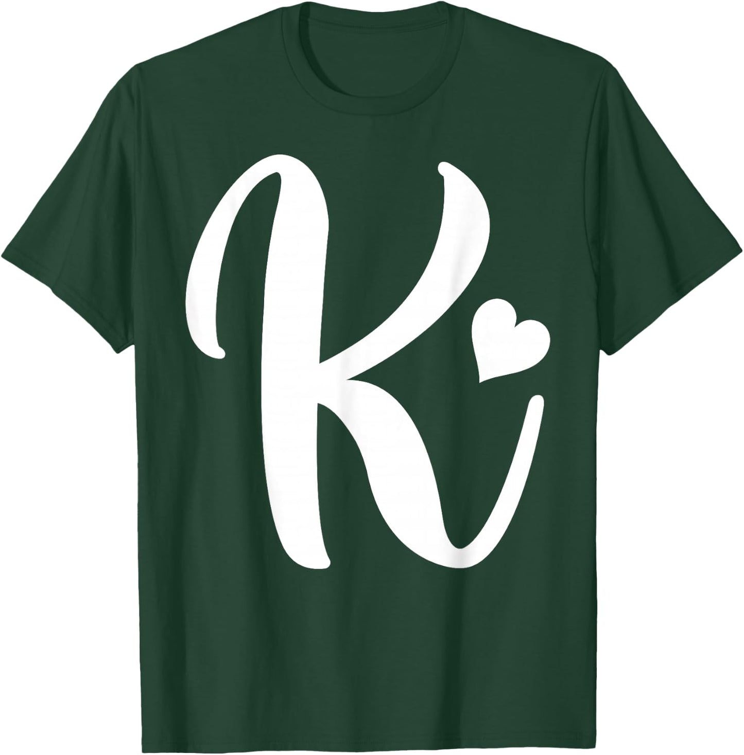 white letter K monogram initials minimalist heart graphic T-Shirt - T-Shirt | Forest