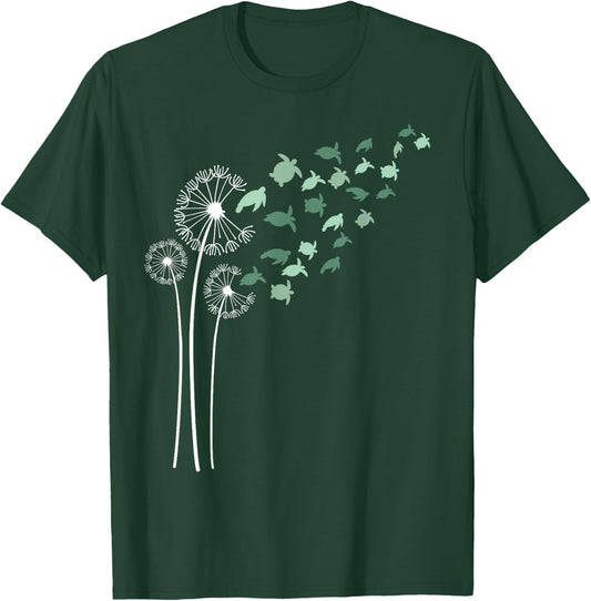 Sea Turtles Dandelion Flower For Dandelions and Turtle Lover T-Shirt - T-Shirt | Forest