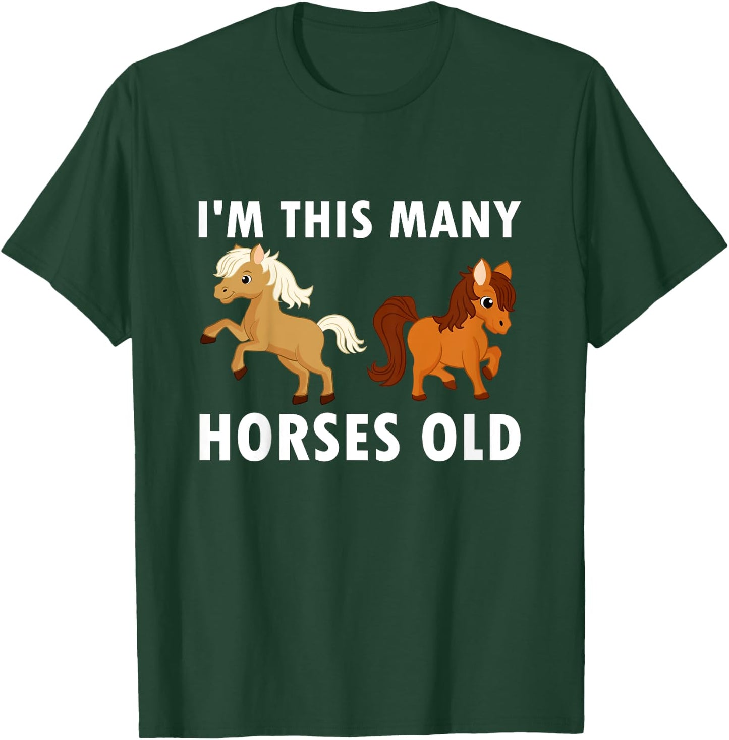 Kids 2 Years Old Girl Horses Old 2nd Birthday Kids T-Shirt - T-Shirt | Forest