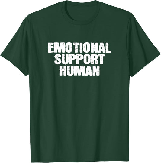 Emotional Support Person Kindness -Adults Black Cotton 65% Polyester 35% Short Sleeve Collarless Regular Fit T-Shirt - T-Shirt | Forest