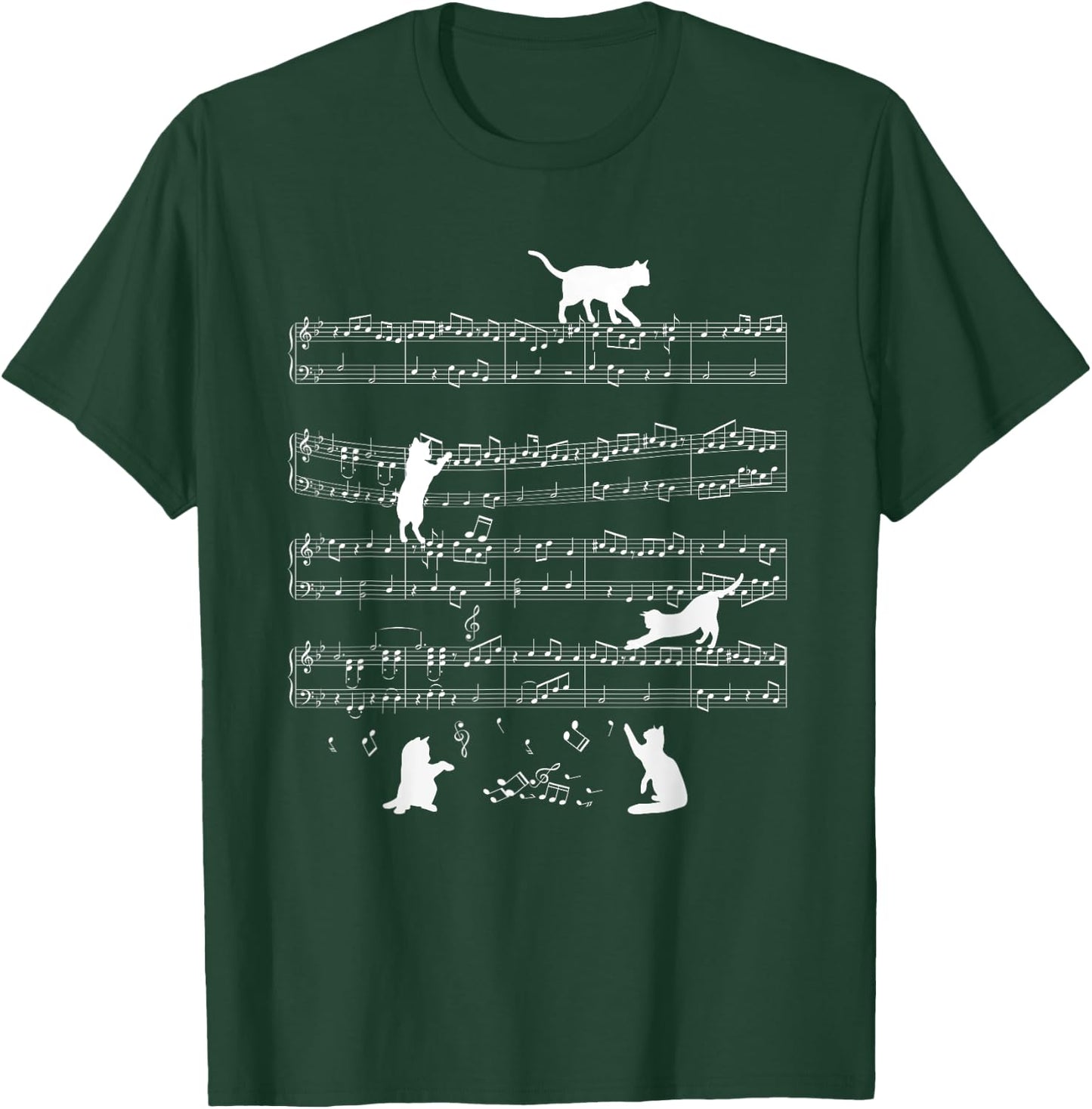 Cats Cat Music Notes Cat Lover Cat Animal Gift T-Shirt - T-Shirt | Forest