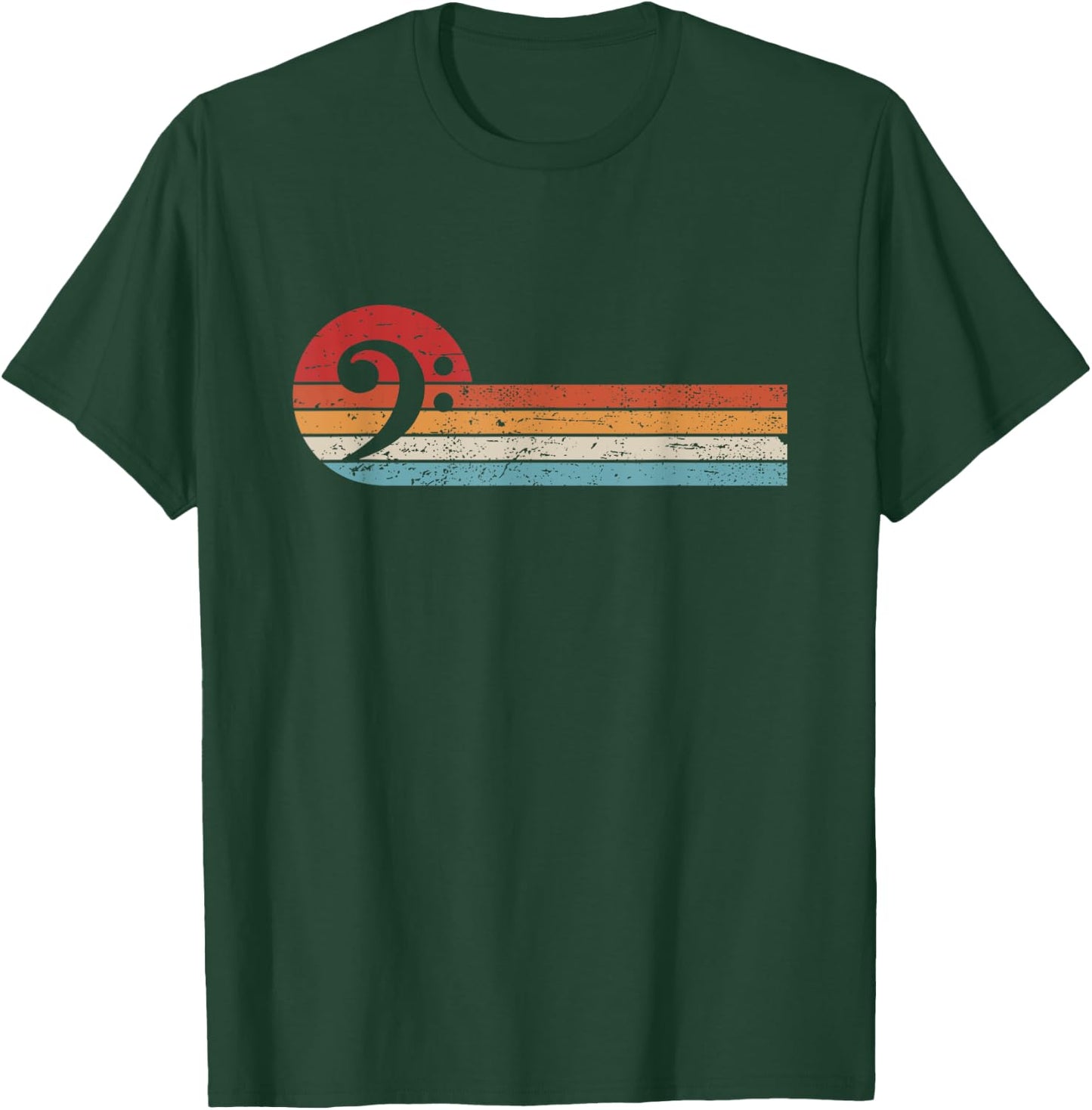 Bassist Bass Guitar Musician Retro Bass Clef T-Shirt - T-Shirt | Forest