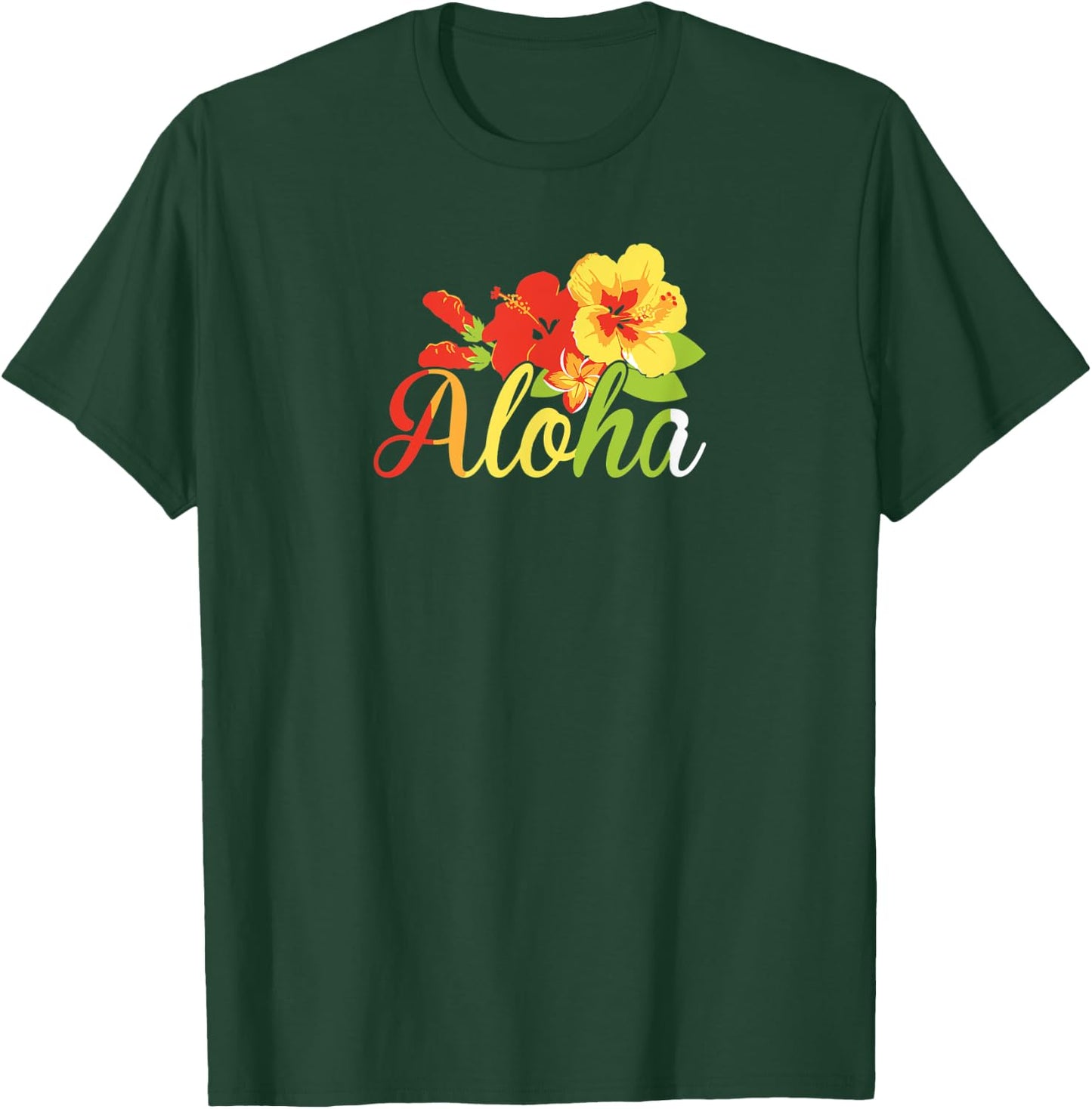 Aloha Flowers Hawaiian Funny Hawaii Beach Luau Party Women Kids T-Shirt - T-Shirt | Forest