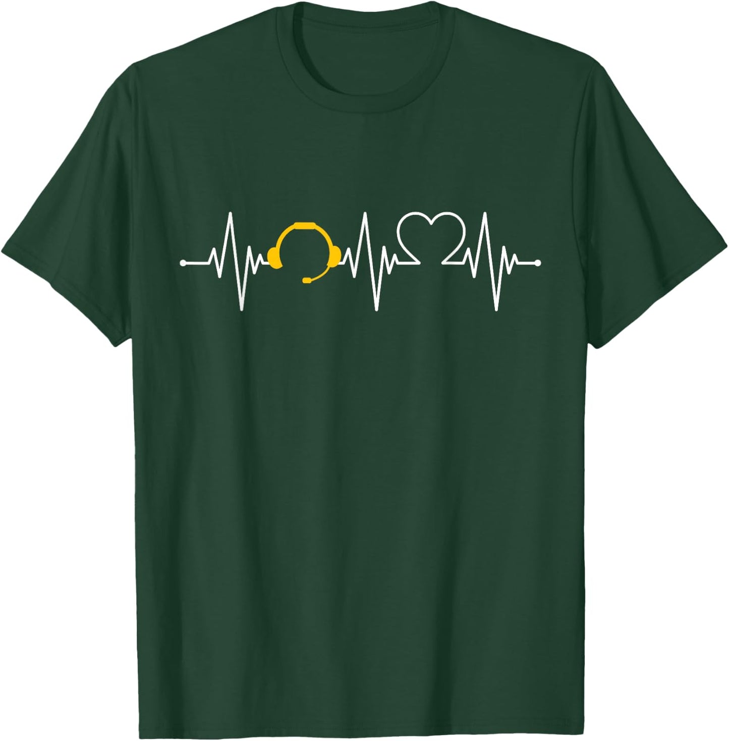 911 Dispatcher Thin Gold Yellow Line Heartbeat T-Shirt - T-Shirt | Forest