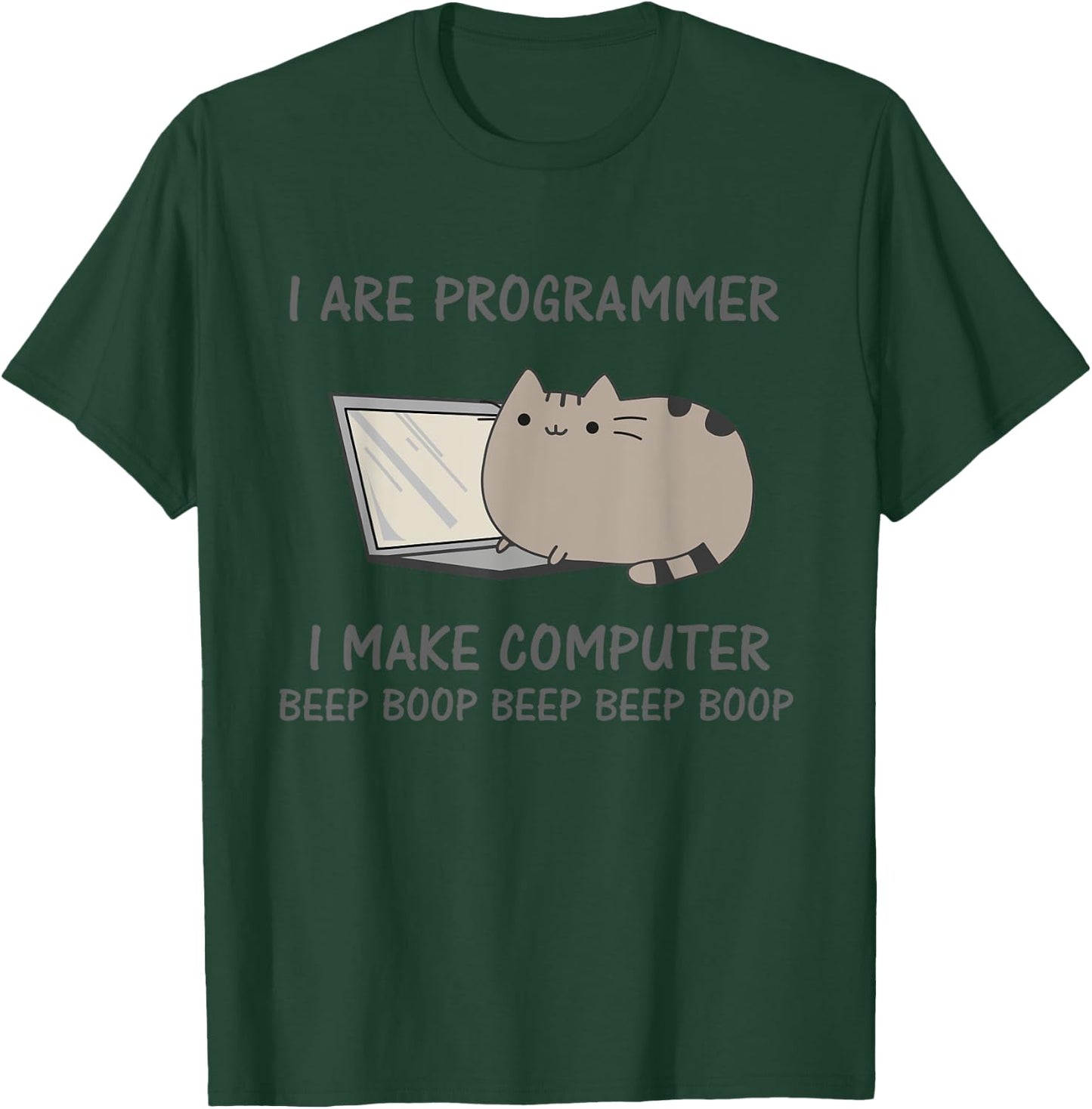 Cat Computer Kitten Informational Science Gift Men Women Girls Kids T-Shirt - T-Shirt | Forest