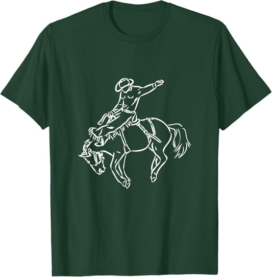 Vintage Rodeo Shirt Bucking Bronco Horse Riding Cowboy T-Shirt - T-Shirt | Forest