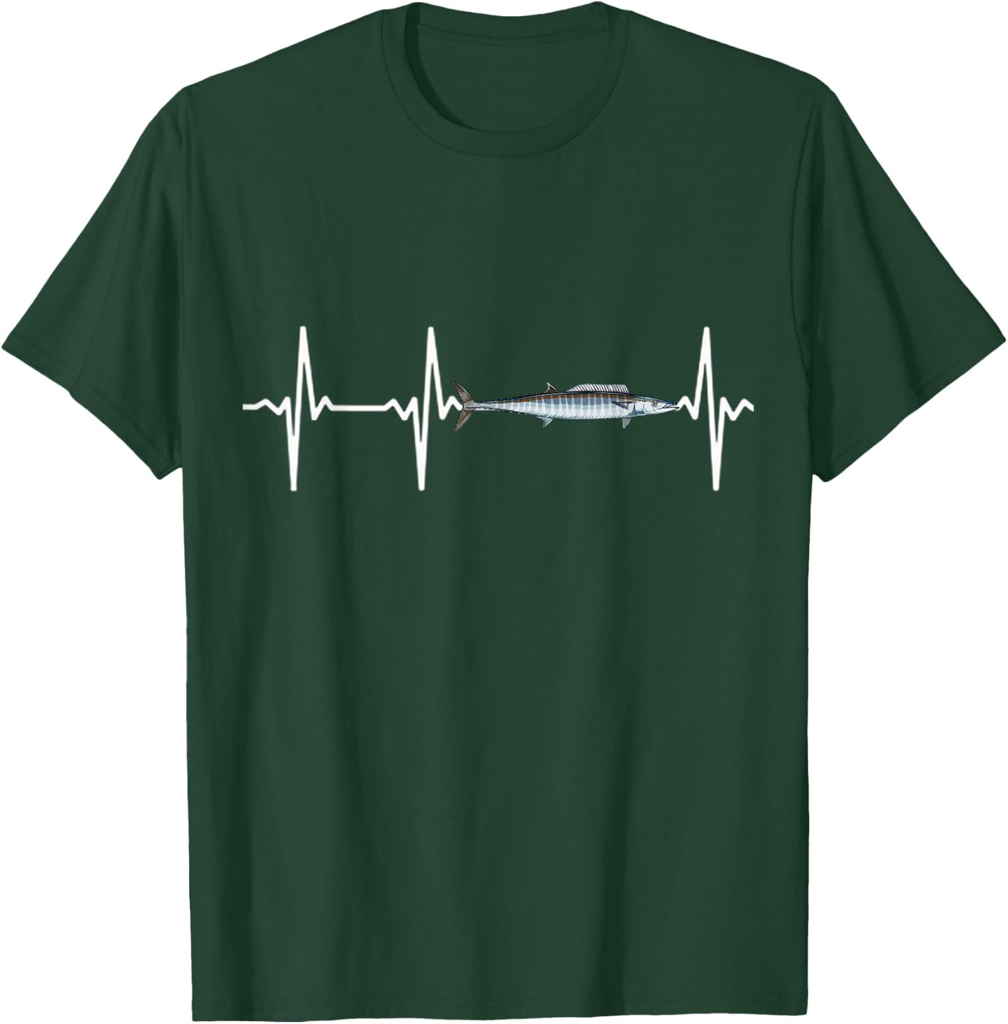 Wahoo Heartbeat For Saltwater Fish Fishing Lovers T-Shirt - T-Shirt | Forest