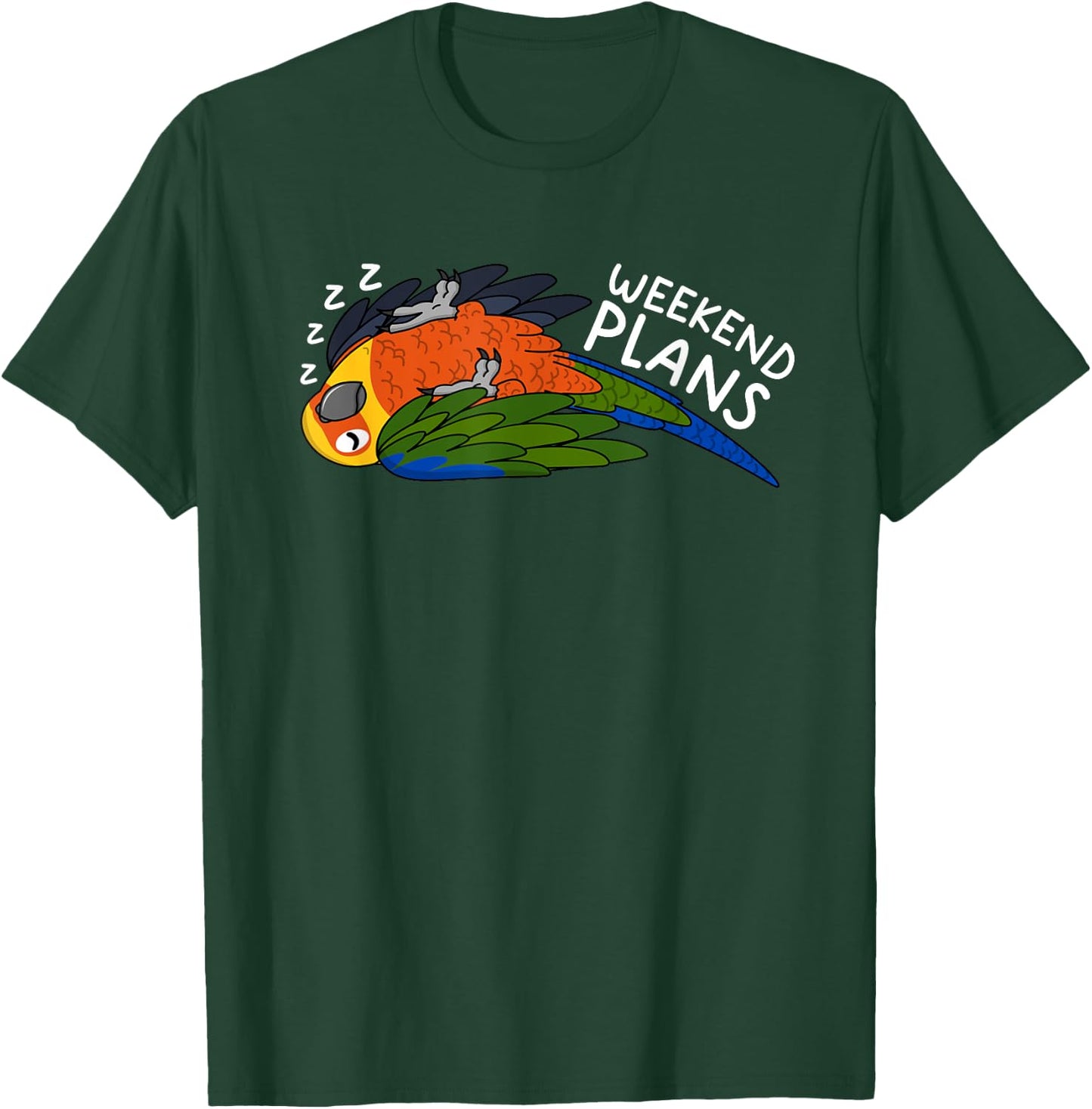 Weekend Plans Parrot I Sleeping Jenday Conure T-Shirt - T-Shirt | Forest