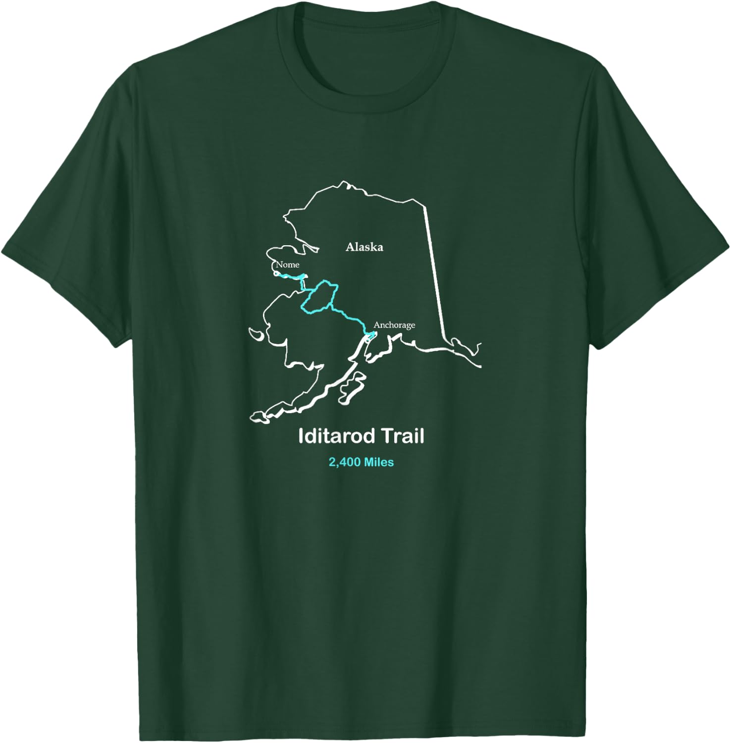 Iditarod National Historic Trail Route Map T-Shirt - T-Shirt | Forest