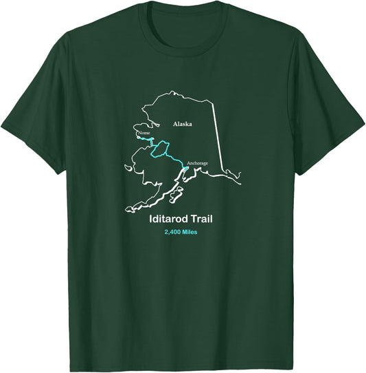 Iditarod National Historic Trail Route Map T-Shirt - T-Shirt | Forest