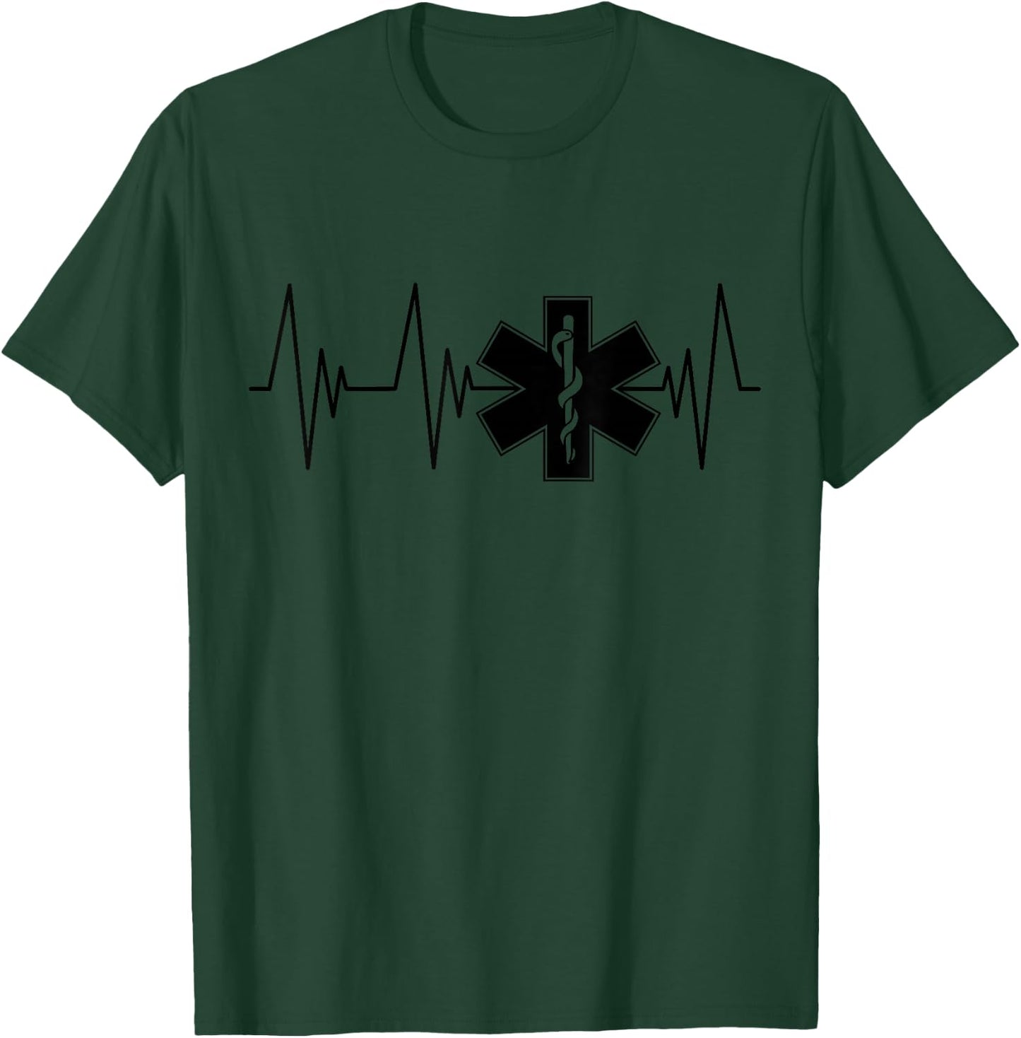 EMT Heartbeat Paramedic EMS Emergency Medical Technician T-Shirt - T-Shirt | Forest