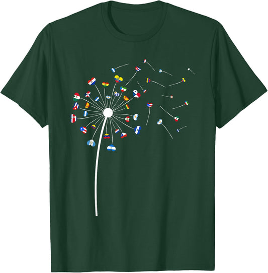 Dandelions Latina Countries Flag Hispanic Heritage Month Men T-Shirt - T-Shirt | Forest