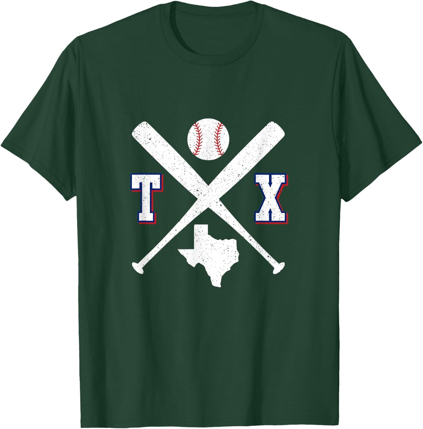 Texas Map TX Sport Vintage Baseball Bats T-Shirt - T-Shirt | Forest