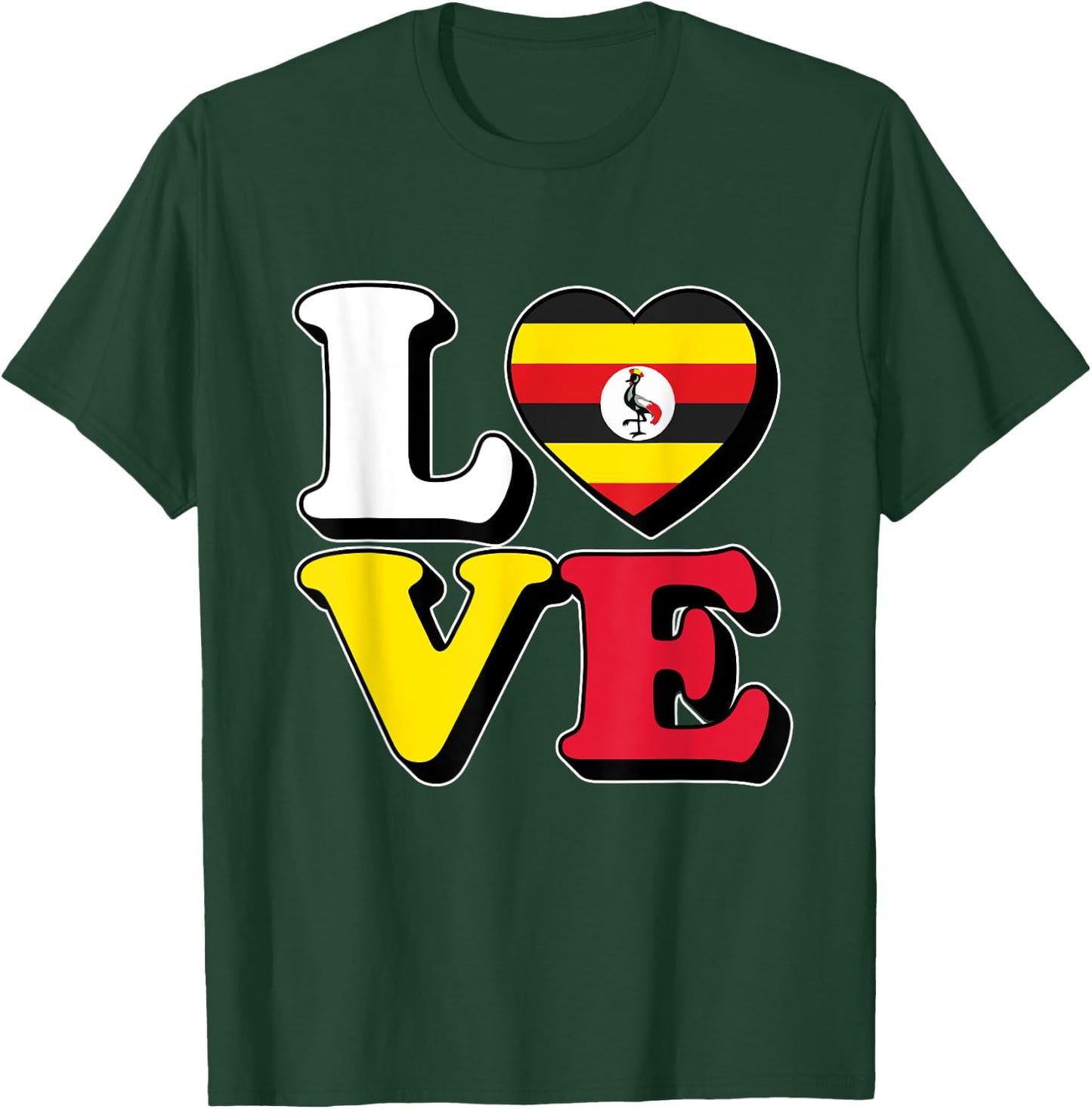 I Love Uganda Travel Souvenir Vacation Trip Ugandan Pride T-Shirt - T-Shirt | Forest