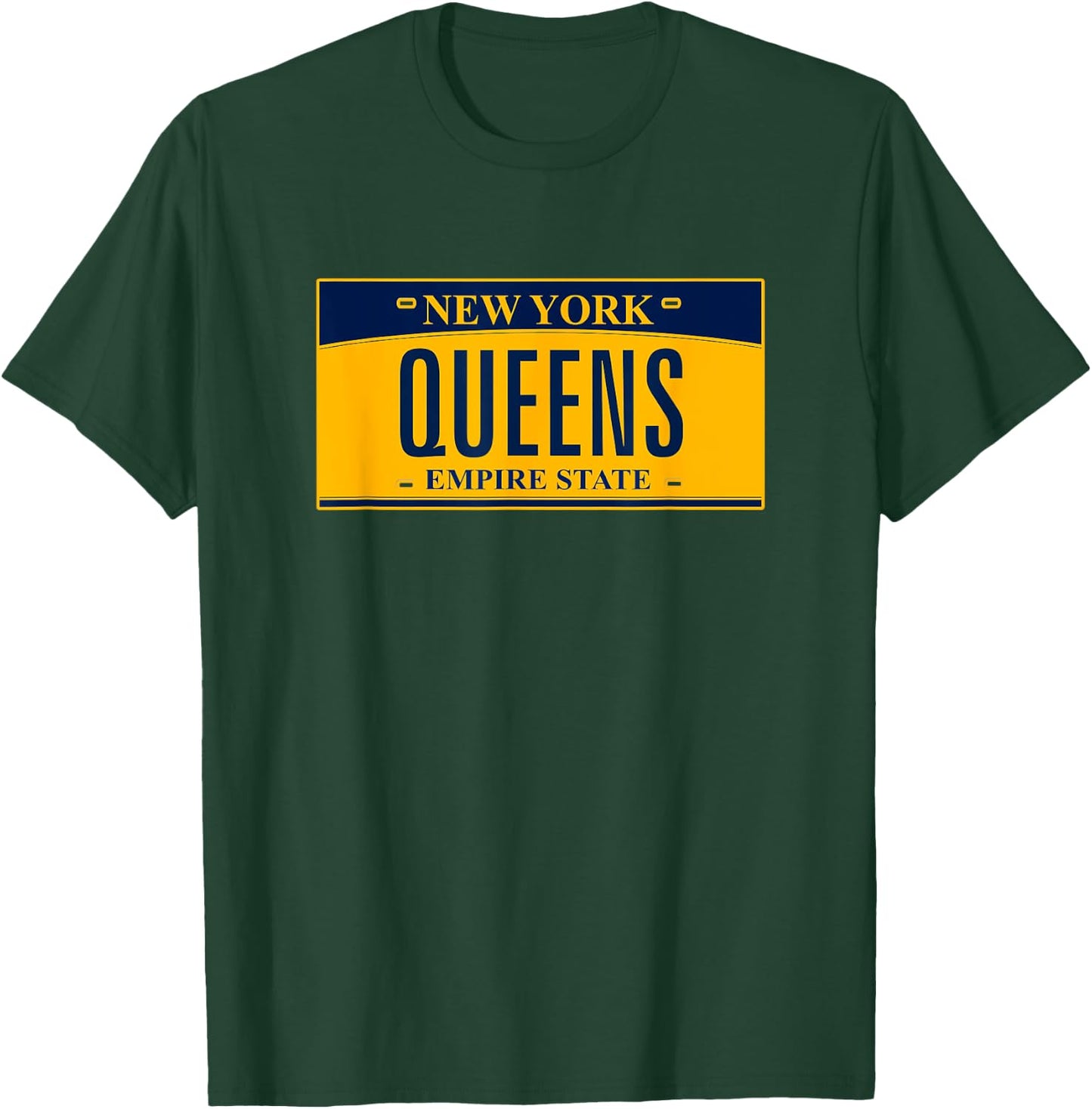 Queens New York License Plate T-Shirt - T-Shirt | Forest