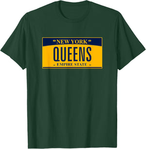 Queens New York License Plate T-Shirt - T-Shirt | Forest