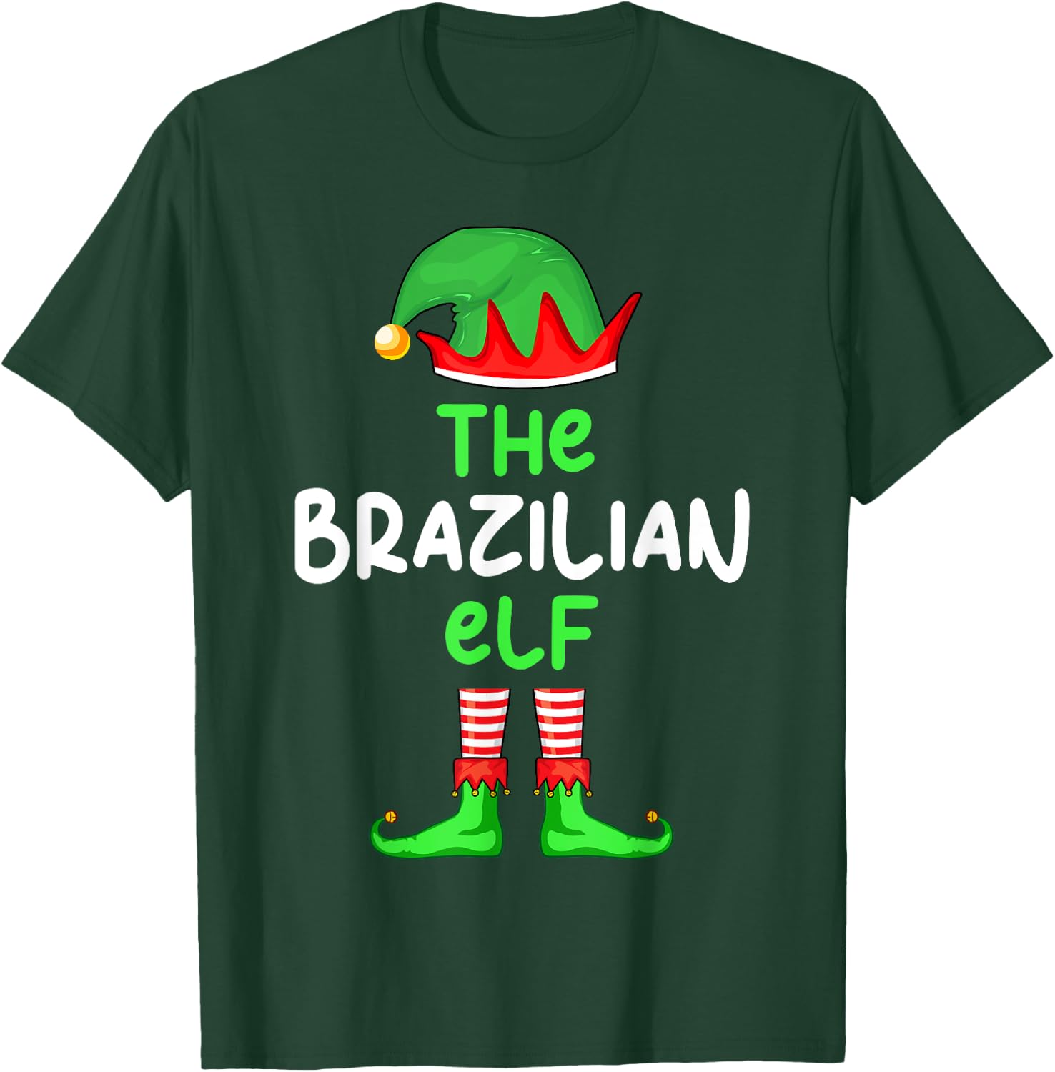 I'm The Brazilian Elf Brazil Christmas Funny Pajama T-Shirt - T-Shirt | Forest