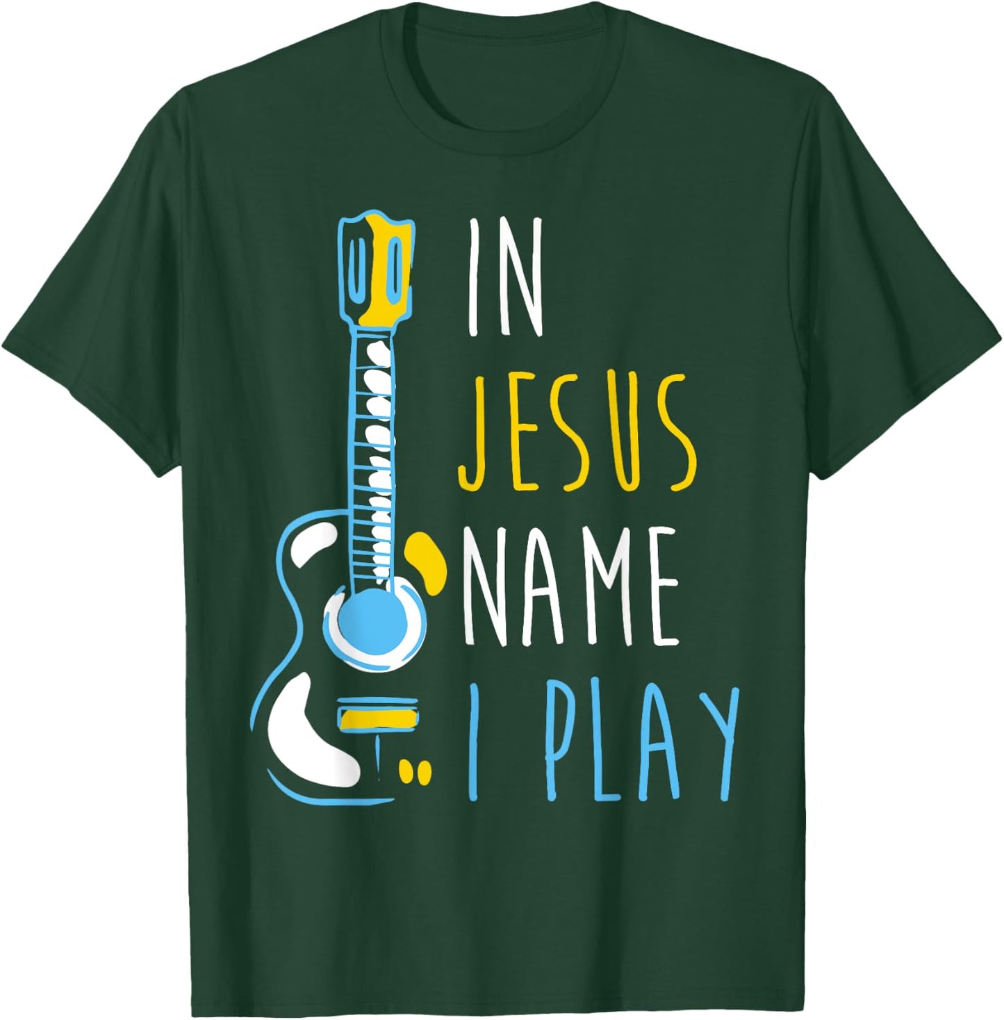 In Jesus Name I Play Ukulele - Christian Ukulele Player T-Shirt - T-Shirt | Forest