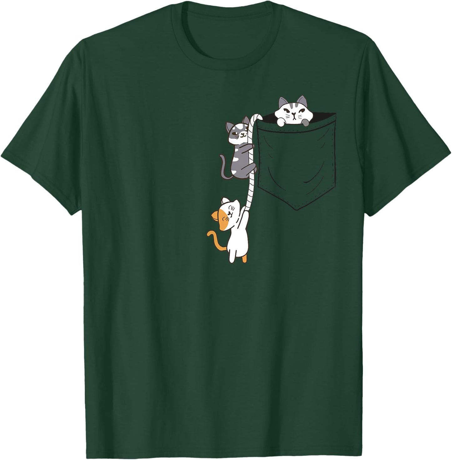 For Cat and Kitten Lovers Cute Kawaii Baby Cats In Pocket Men Women Girls Kids T-Shirt - T-Shirt | Forest