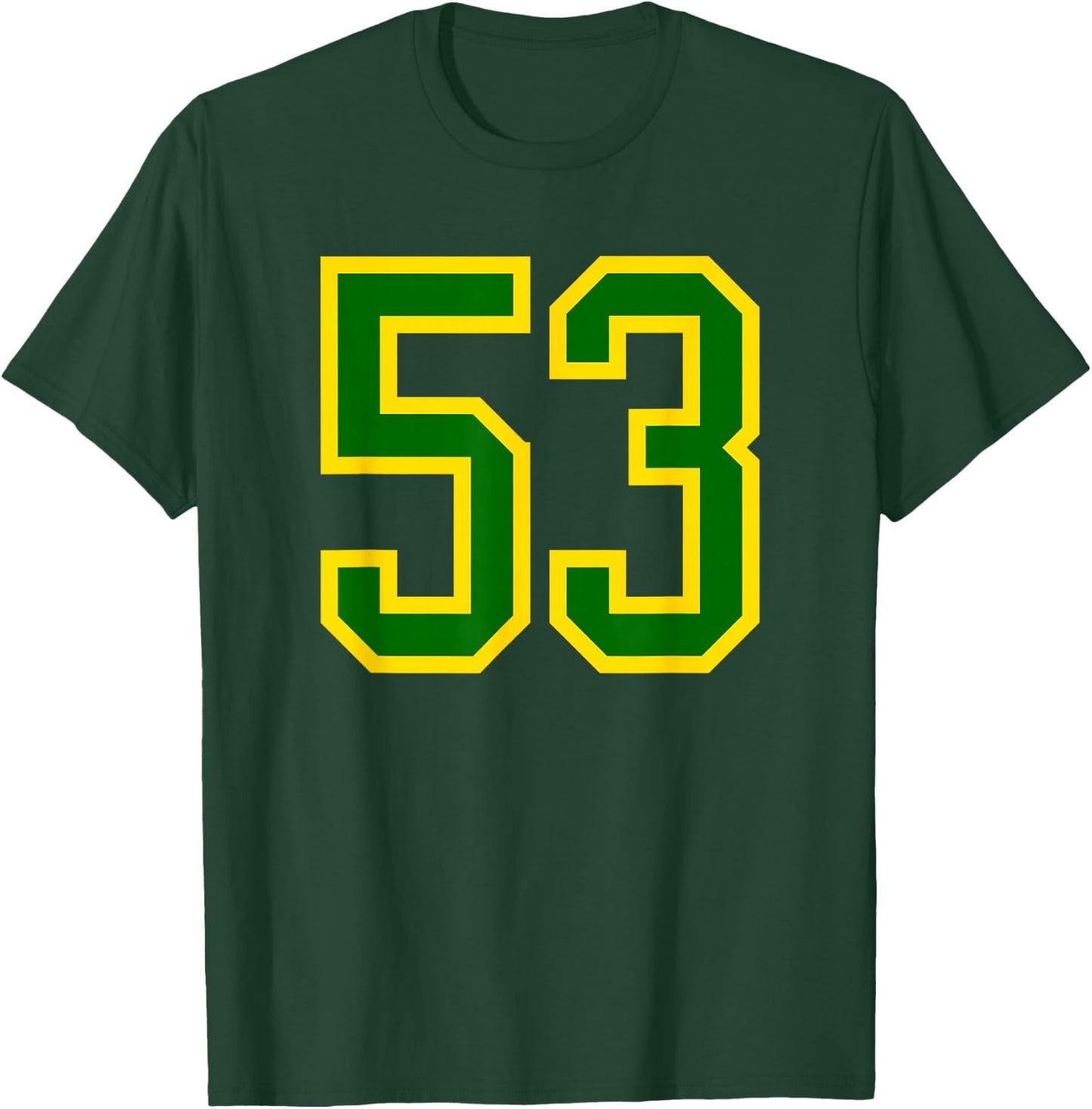 Green Yellow Sport Team Number #53 T-Shirt - T-Shirt | Forest